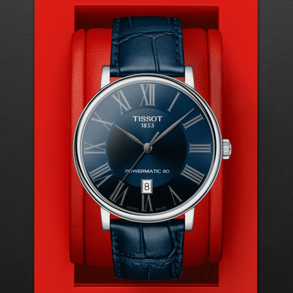  Shop Authentic Tissot Carson Premium Powermatic 80 Blue Dial Blue Leather Strap Watch For Men - T122.407.16.043.00 - Luxxuri