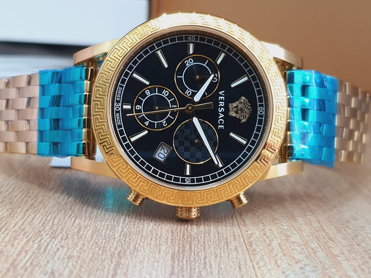  Shop Authentic Versace Sport Tech Chronograph Black Dial Gold Steel Strap Watch for Men - VELT00419 - Luxxuri