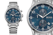  Shop Authentic Hugo Boss Aeroliner Blue Dial Silver Steel Strap Watch for Men - 1513183 - Luxxuri