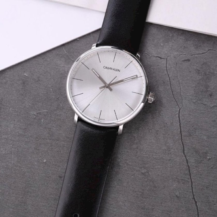  Shop Authentic Calvin Klein High Noon Quartz White Dial Black Leather Strap Watch for Men - K8M211C6 - Luxxuri