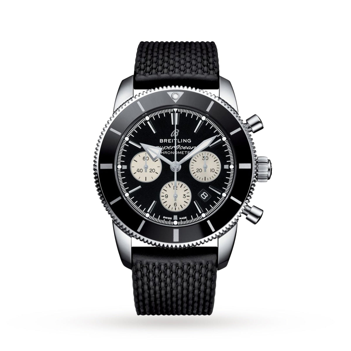  Shop Authentic Breitling Superocean Heritage B01 Chronograph 44 Black Dial Black Mesh Bracelet Watch for Men - AB0162121B1S1 - Luxxuri