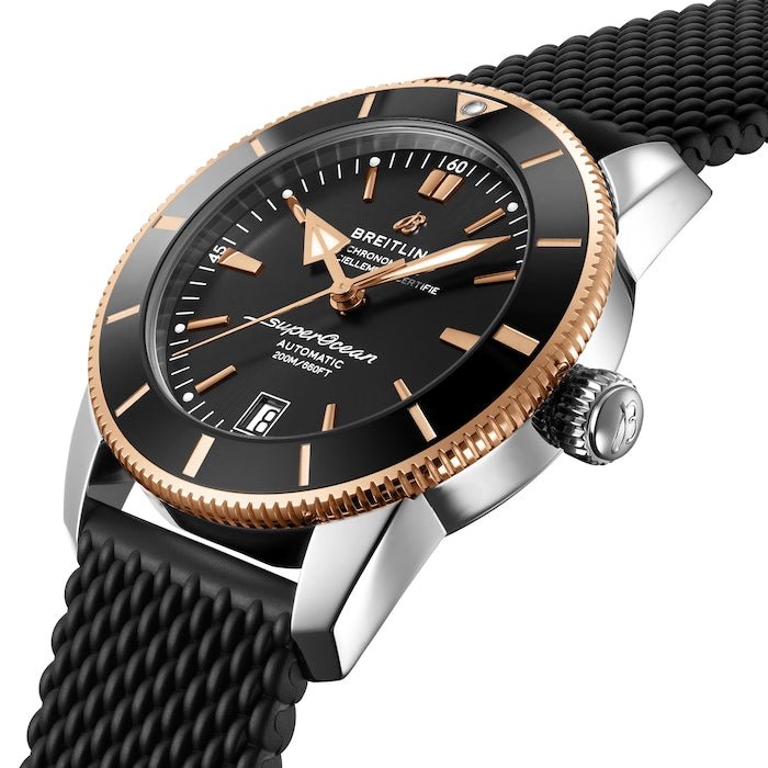  Shop Authentic Breitling Superocean Heritage II B20 42mm Black Dial Black Mesh Bracelet Mens Watch - UB2010121B1S1 - Luxxuri