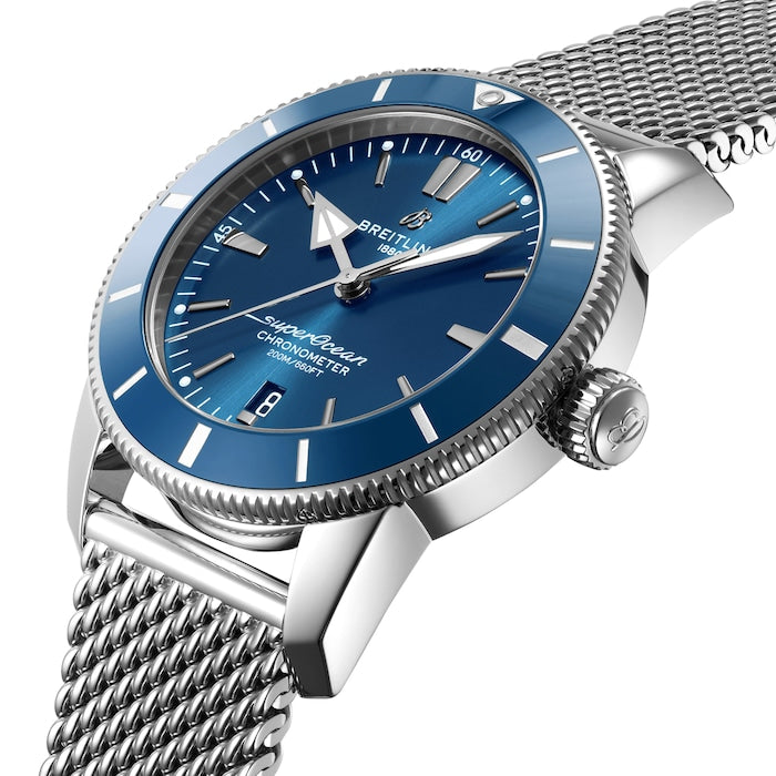  Shop Authentic Breitling Superocean Heritage B20 Automatic 44 Blue Dial Silver Mesh Bracelet Watch for Men - AB2030161C1A1 - Luxxuri