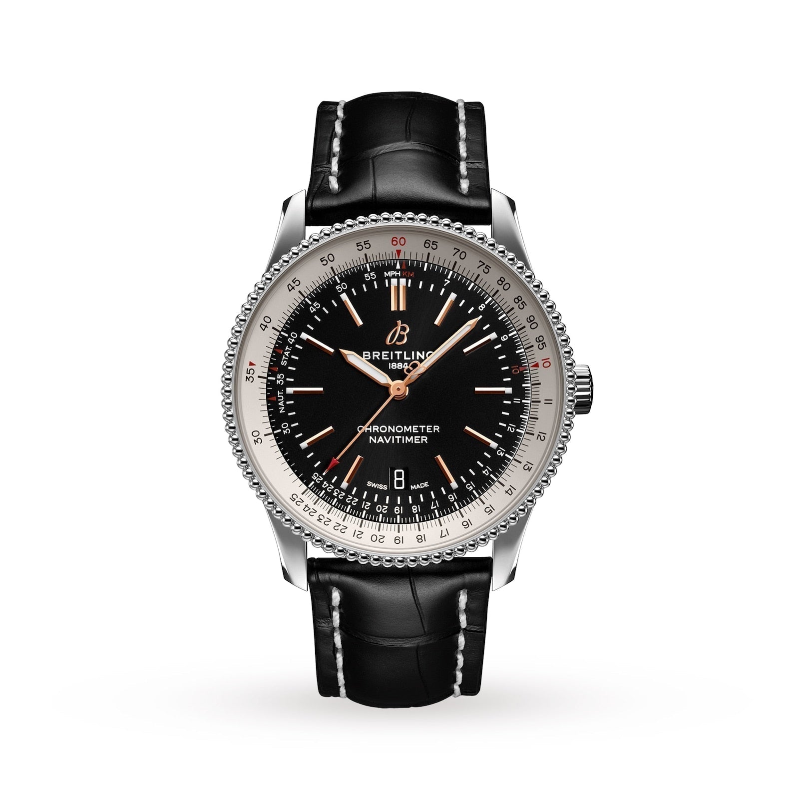  Shop Authentic Breitling Navitimer 1 Automatic 41mm Black Dial Black Leather Strap Mens Watch - A17326211B1P1 - Luxxuri