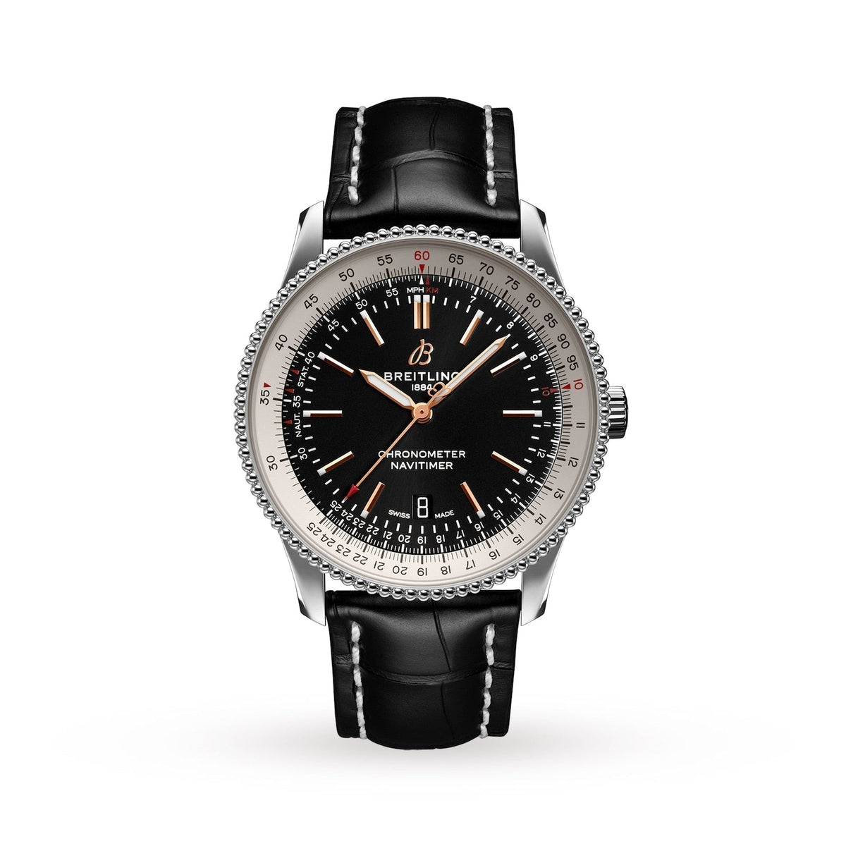  Shop Authentic Breitling Navitimer 1 Automatic 41mm Black Dial Black Leather Strap Mens Watch - A17326211B1P1 - Luxxuri