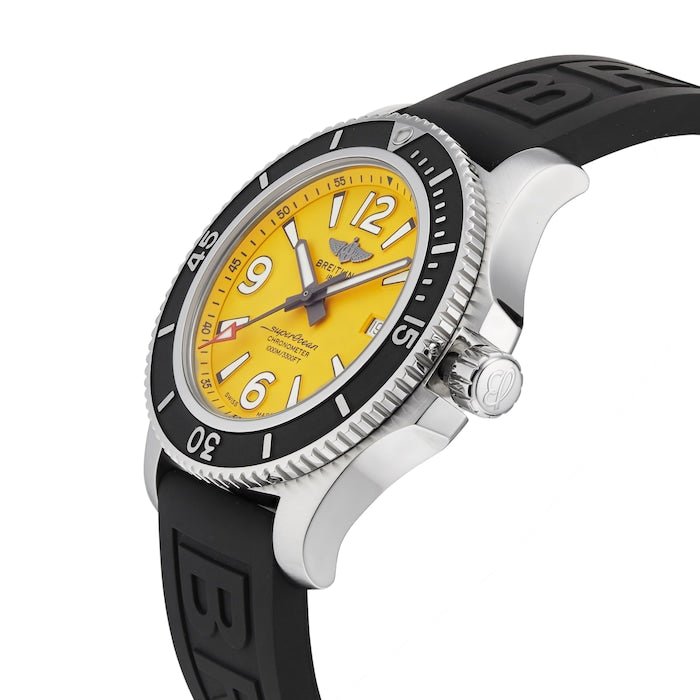  Shop Authentic Breitling Superocean Automatic 44mm Yellow Dial Black Rubber Strap Watch for Men - A17367021I1S1 - Luxxuri