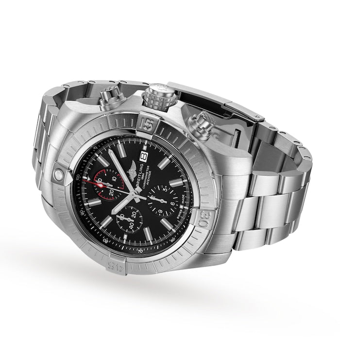  Shop Authentic Breitling Super Avenger Chronograph 48 Black Dial Silver Steel Strap Watch for Men - A13375101B1A1 - Luxxuri