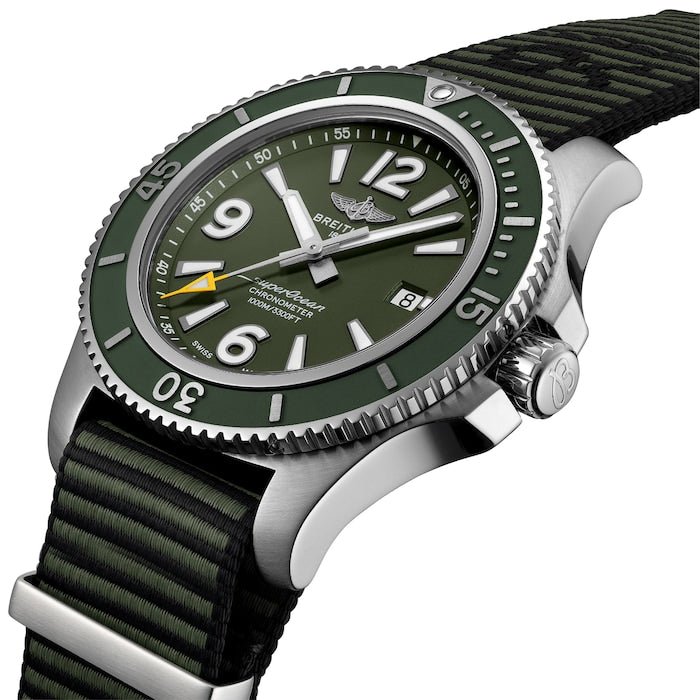 Shop Authentic Breitling Superocean Automatic 44mm Outerknown Green Dial Green Nylon Strap Watch for Men - A17367A11L1W1 - Luxxuri