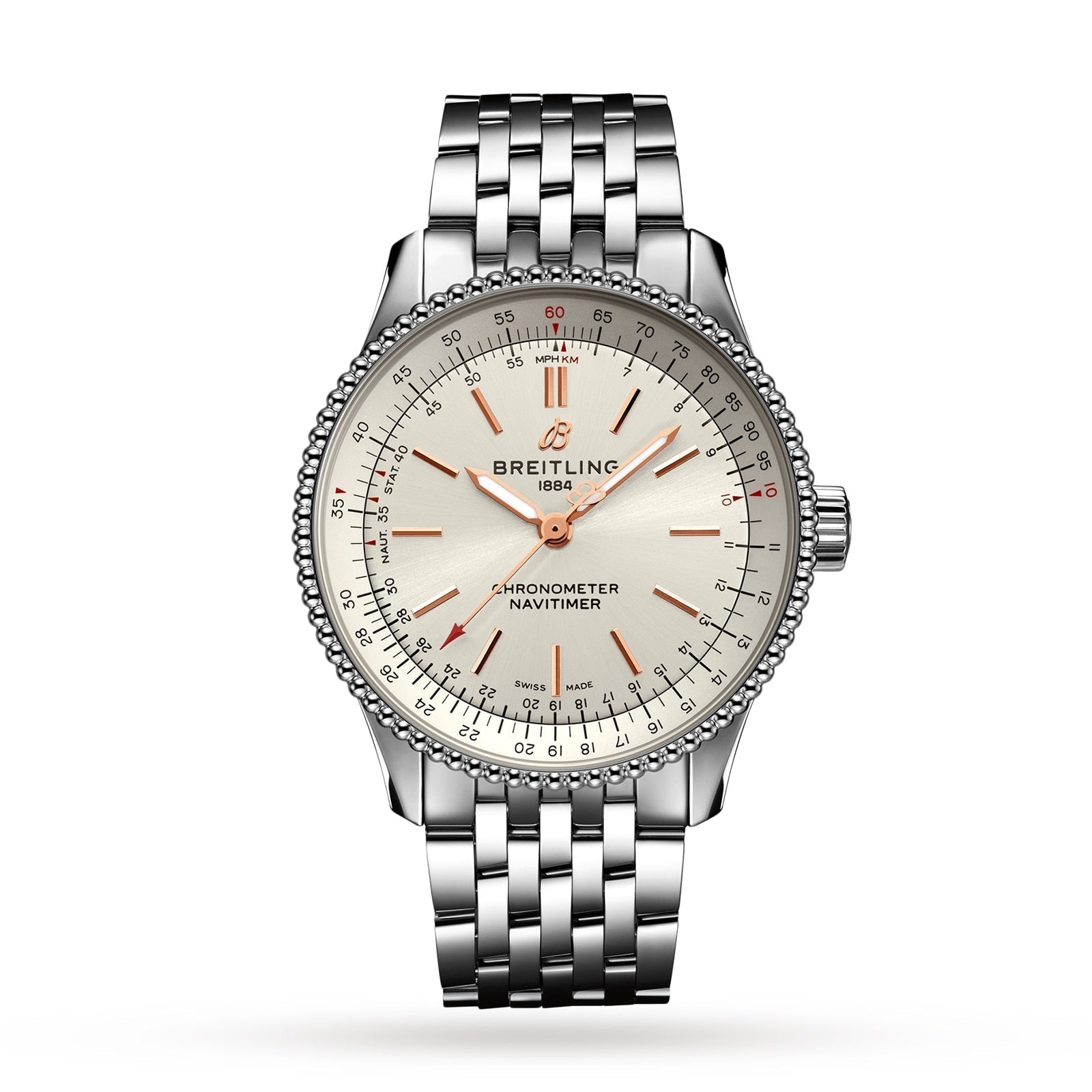  Shop Authentic Breitling Navitimer Automatic 35 White Dial Silver Steel Strap Watch for Men - A17395F41G1A1 - Luxxuri