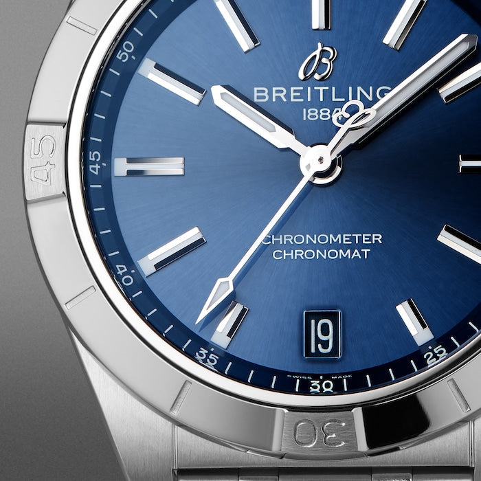  Shop Authentic Breitling Chronomat Automatic 36 Blue Dial Silver Steel Strap Watch for Women - A10380101C1A1 - Luxxuri