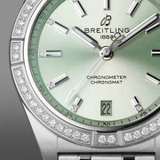  Shop Authentic Breitling Chronomat Automatic 36 Diamonds Green Dial Two Tone Steel Strap Watch for Women - A10380591L1A1 - Luxxuri