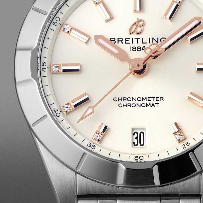  Shop Authentic Breitling Chronomat 32 Diamonds White Dial Silver Steel Strap Watch for Women - A77310101A3A1 - Luxxuri