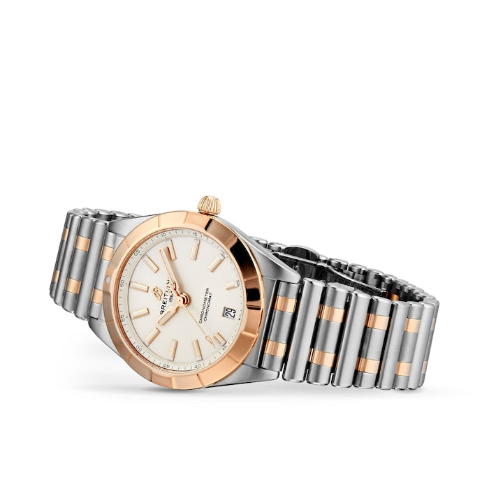  Shop Authentic Breitling Chronomat B02 18K Red Gold White Dial Two Tone Steel Strap Watch for Men - U77310101A2U1 - Luxxuri