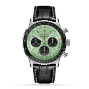  Shop Authentic Breitling Navitimer B01 Chronograph 43 Green Dial Black Leather Strap Watch for Men - AB0138241L1P1 - Luxxuri