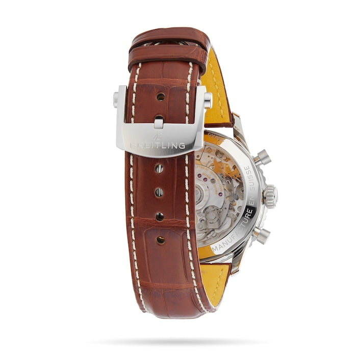  Shop Authentic Breitling Navitimer B01 Chronograph 41 White Dial Brown Leather Strap Watch for Men - AB0139211G1P1 - Luxxuri
