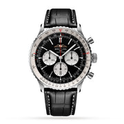  Shop Authentic Breitling Navitimer B01 Chronograph 46 Black Dial Black Leather Strap Watch for Men - AB0137211B1P1 - Luxxuri