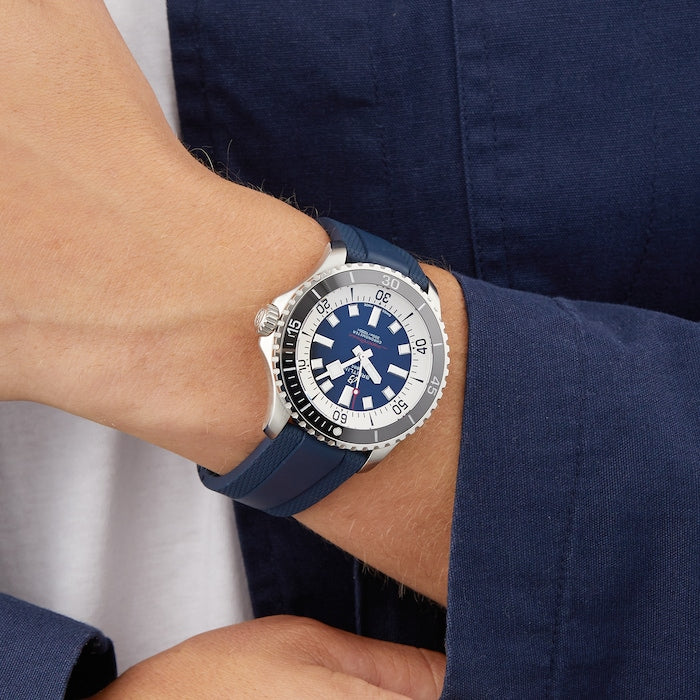  Shop Authentic Breitling Superocean Automatic 44 Blue Dial Blue Rubber Strap Watch for Men - A17376211C1S1 - Luxxuri