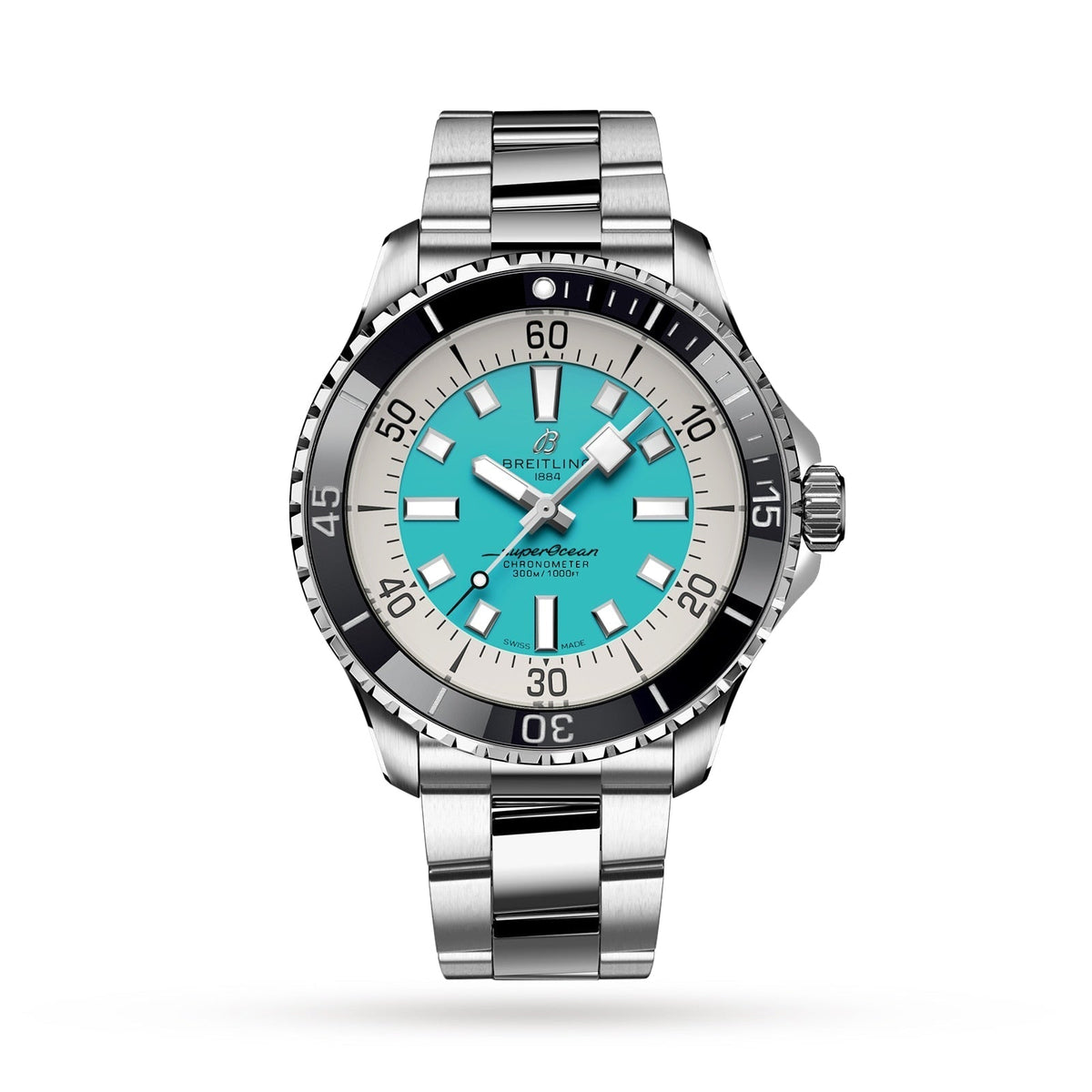  Shop Authentic Breitling Superocean Automatic 44mm Turquoise Dial Silver Steel Strap Watch for Men - A17376211L2A1 - Luxxuri