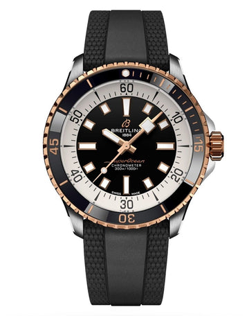  Shop Authentic Breitling Superocean Automatic 42mm 18K Red Gold & Black Dial Black Rubber Strap Watch for Men - U17375211B1S1 - Luxxuri