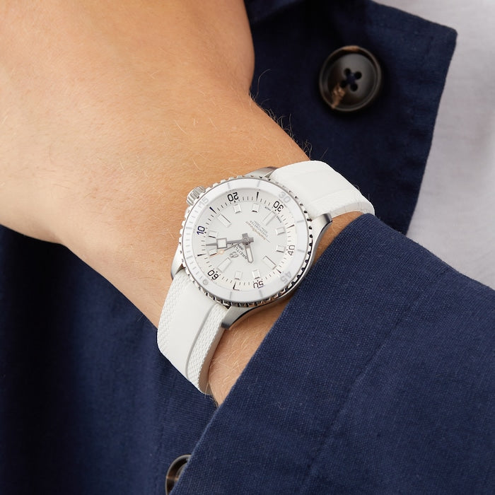  Shop Authentic Breitling Superocean Automatic 36 White Dial White Rubber Strap Watch for Men - A17377211A1S1 - Luxxuri