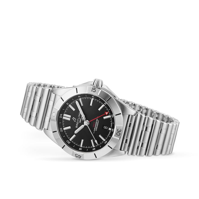  Shop Authentic Breitling Chronomat GMT 40 Automatic Black Dial Silver Steel Strap Watch for Men - A32398101B1A1 - Luxxuri