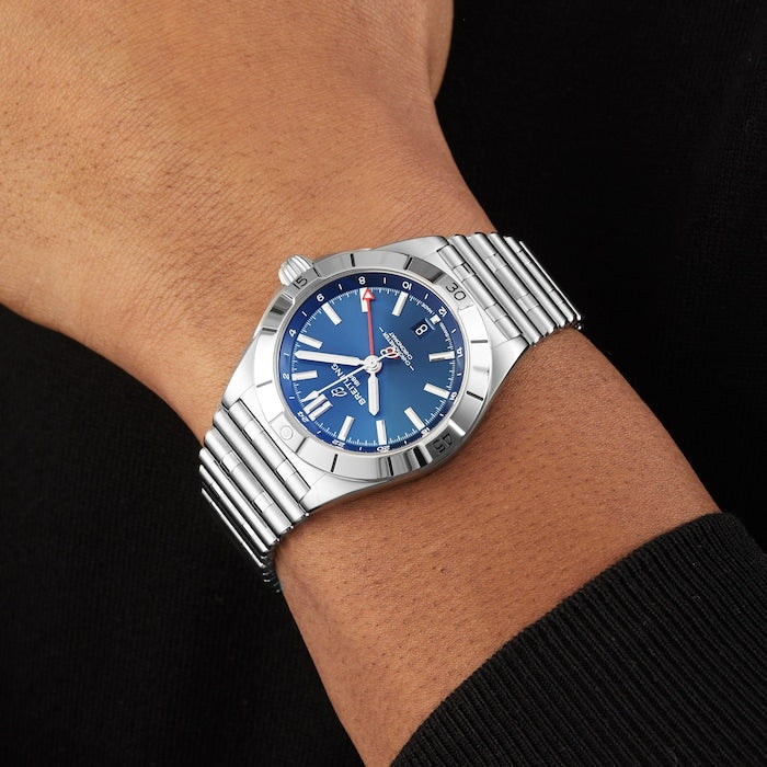  Shop Authentic Breitling Chronomat GMT 40 Blue Dial Silver Steel Strap Watch for Men - A32398101C1A1 - Luxxuri