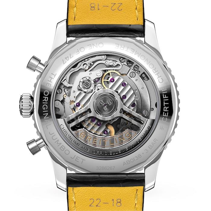  Shop Authentic Breitling Navitimer B01 Chronograph 43 Boeing 747 White Dial Black Leather Strap Watch for Men - AB01383B1G1P1 - Luxxuri