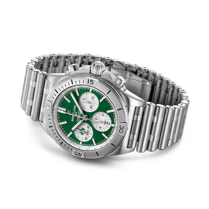  Shop Authentic Breitling Chronomat B01 42 Six Nations Ireland Green Dial Silver Steel Strap Watch for Men - AB0134A91L1A1 - Luxxuri