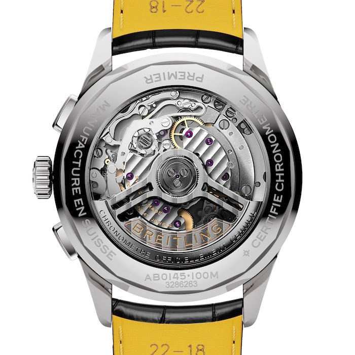  Shop Authentic Breitling Premier B01 Chronograph 42 Black Dial Black Leather Strap Watch for Men - AB0145221B1P1 - Luxxuri