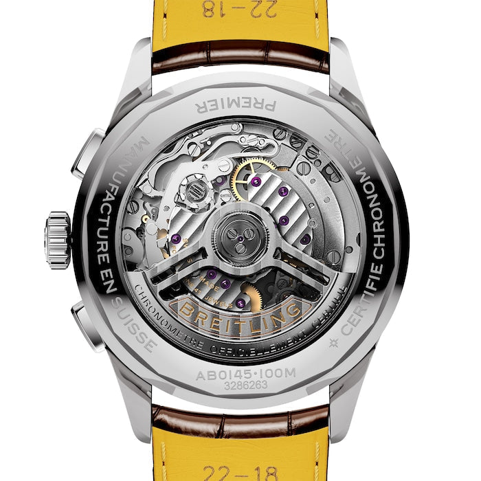  Shop Authentic Breitling Premier B01 Chronograph 42 Beige Dial Brown Leather Strap Watch for Men - AB0145331K1P1 - Luxxuri