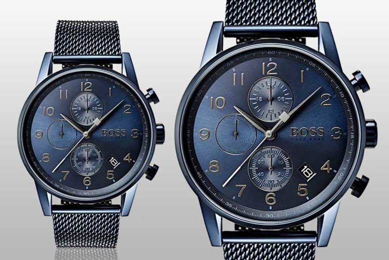  Shop Authentic Hugo Boss Navigator Chronograph Blue Dial Blue Mesh Bracelet Watch for Men - 1513538 - Luxxuri