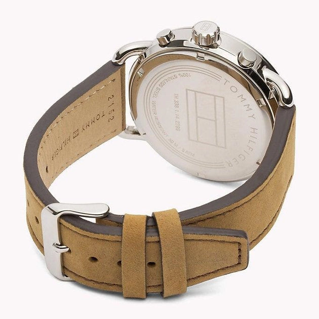  Shop Authentic Tommy Hilfiger Briggs Chronograph Blue Dial Brown Leather Strap Watch for Men - 1791424 - Luxxuri