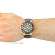  Shop Authentic Guess Force Analog Black Dial Black Leather Strap Watch For Men - W0674G6 - Luxxuri