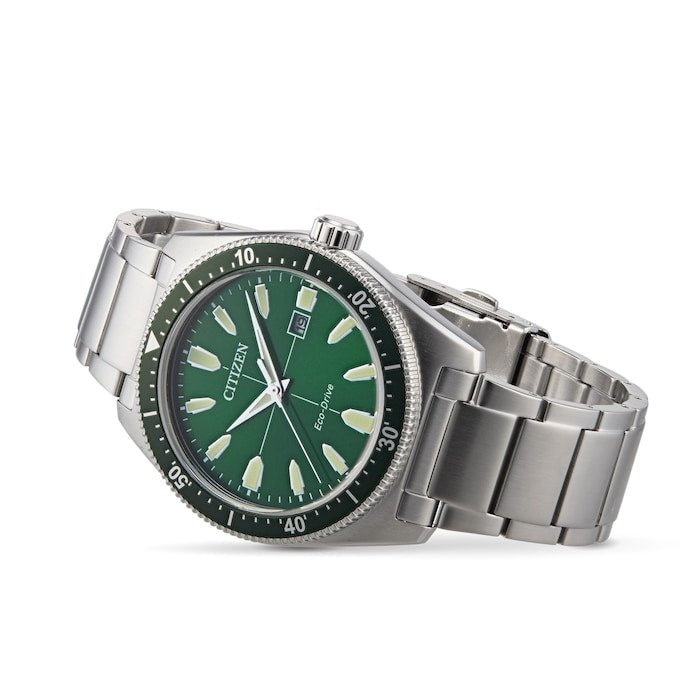  Shop Authentic Citizen Eco Drive Vintage Green Dial Silver Steel Strap Watch For Men - AW1598-70X - Luxxuri