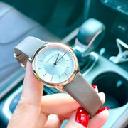  Shop Authentic Calvin Klein Minimal White Dial Brown Leather Strap Watch for Women - K3M226G6 - Luxxuri