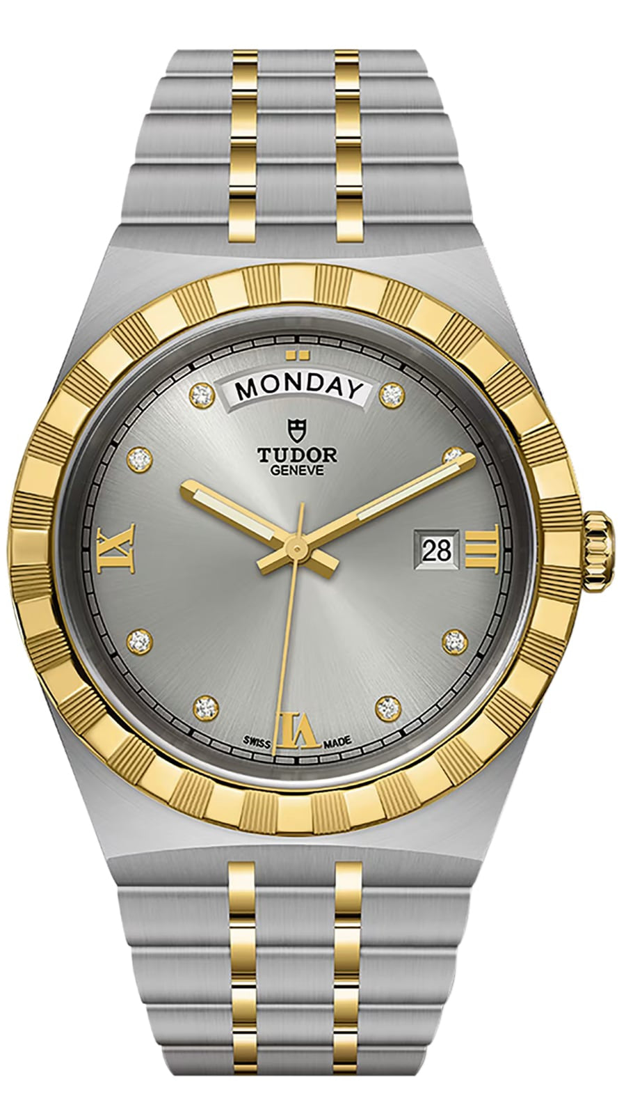  Shop Authentic Tudor Royal Diamonds Automatic Grey Dial Two Tone Steel Strap Watch for Men - M28603-0002 - Luxxuri