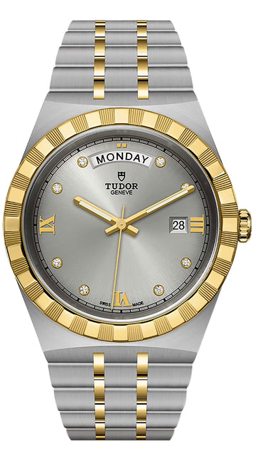  Shop Authentic Tudor Royal Diamonds Automatic Grey Dial Two Tone Steel Strap Watch for Men - M28603-0002 - Luxxuri