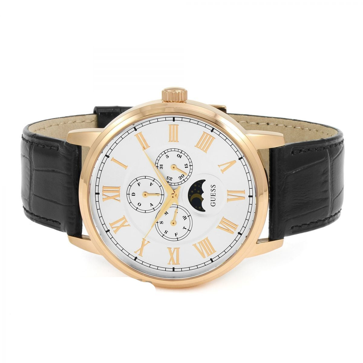 Shop Authentic Guess Delancy Quartz Silver Dial Black Leather Strap Watch For Men - W0870G2 - Luxxuri