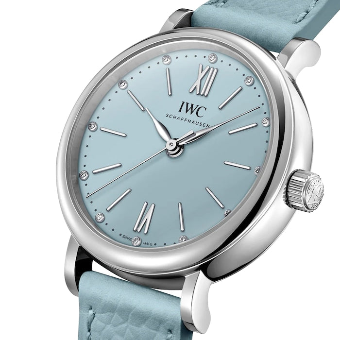  Shop Authentic IWC Portofino Automatic Blue Dial Blue Leather Strap Watch for Women - IW357416 - Luxxuri