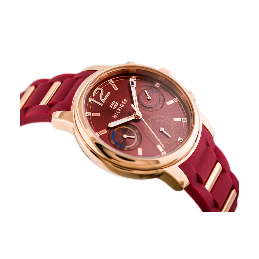  Shop Authentic Tommy Hilfiger Claudia Red Dial Two Tone Steel Strap Watch for Women - 1781744 - Luxxuri