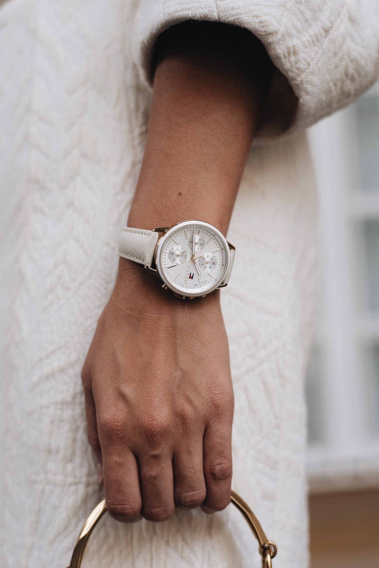  Shop Authentic Tommy Hilfiger Carly Silver Dial Cream Leather Strap Watch for Women - 1781790 - Luxxuri