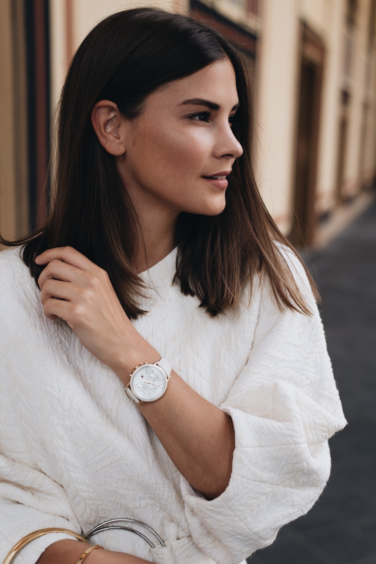  Shop Authentic Tommy Hilfiger Carly Silver Dial Cream Leather Strap Watch for Women - 1781790 - Luxxuri