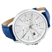  Shop Authentic Tommy Hilfiger Carly Silver Dial Blue Leather Strap Watch for Women - 1781791 - Luxxuri