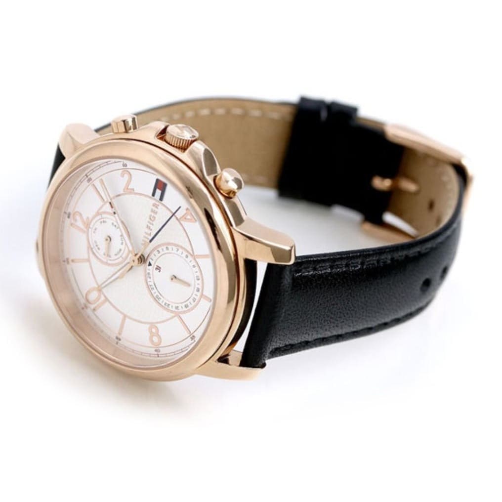  Shop Authentic Tommy Hilfiger Claudia White Dial Black Leather Strap Watch for Women - 1781817 - Luxxuri