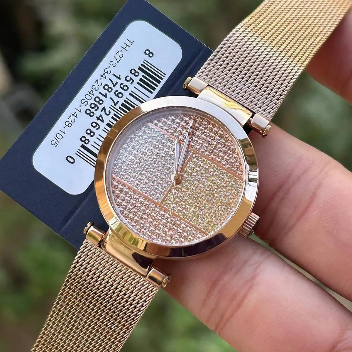  Shop Authentic Tommy Hilfiger Lynn Crystals Rose Gold Dial Rose Gold Mesh Strap Watch For Women - 1781868 - Luxxuri