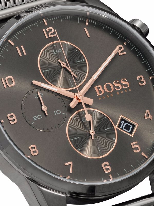 Shop Authentic Hugo Boss Onyx Grey Dial Black Leather Strap Watch for Men - 1513366 - Luxxuri