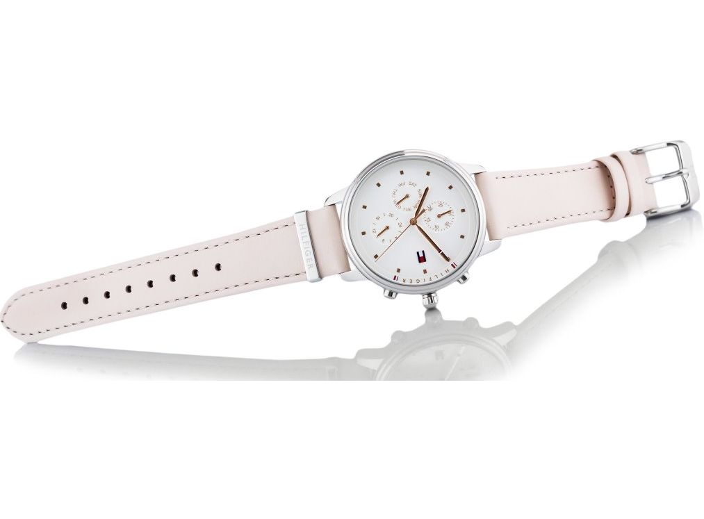  Shop Authentic Tommy Hilfiger Blake Chronograph Silver Dial Pink Leather Strap Watch For Women - 1781906 - Luxxuri