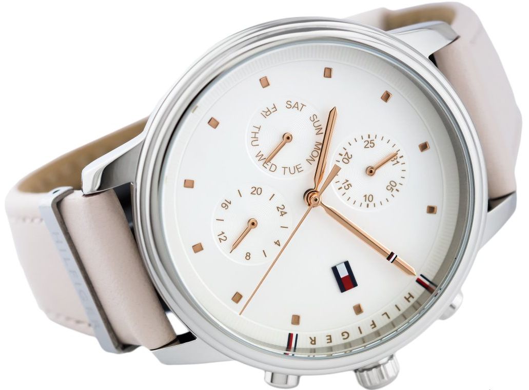  Shop Authentic Tommy Hilfiger Blake Chronograph Silver Dial Pink Leather Strap Watch For Women - 1781906 - Luxxuri
