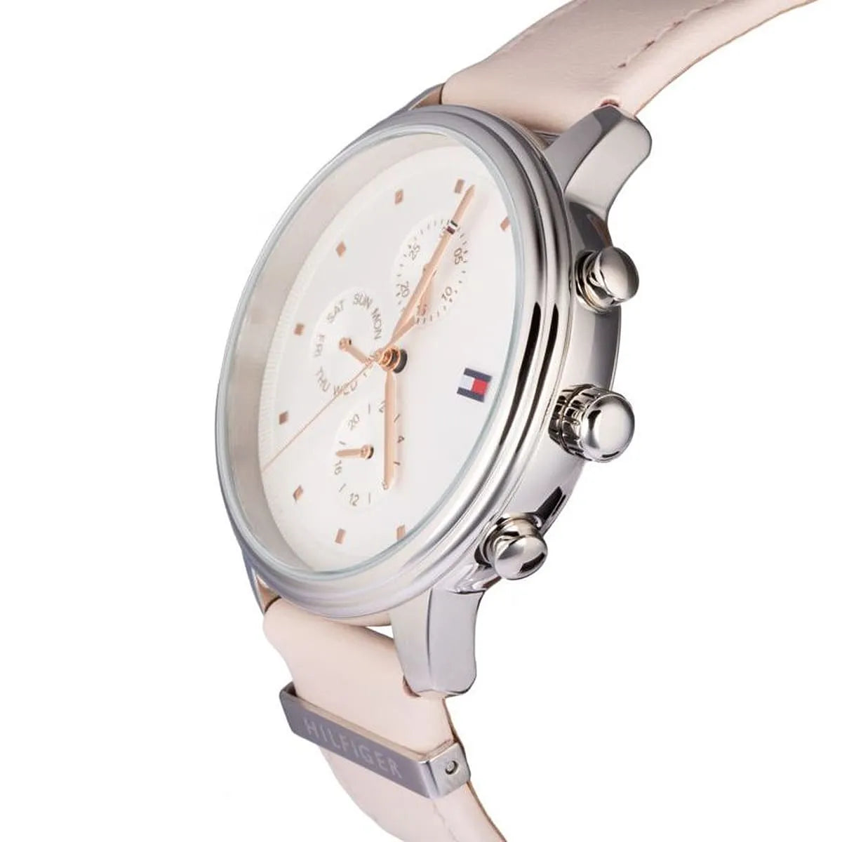  Shop Authentic Tommy Hilfiger Blake Chronograph Silver Dial Pink Leather Strap Watch For Women - 1781906 - Luxxuri