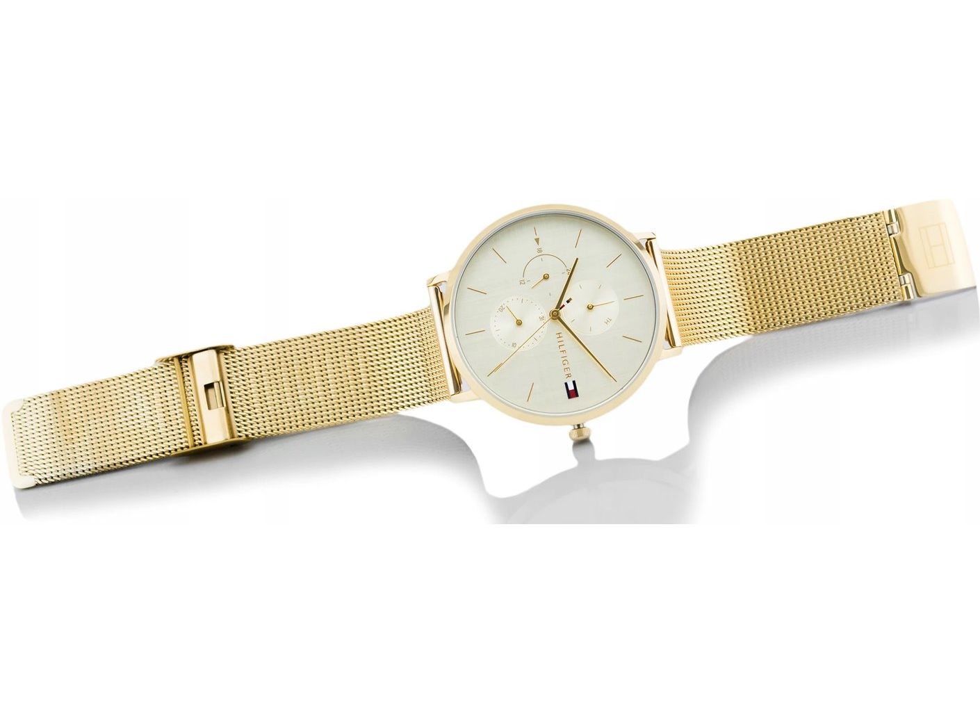  Shop Authentic Tommy Hilfiger Jenna Quartz White Dial Gold Mesh Bracelet Watch For Women - 1781943 - Luxxuri